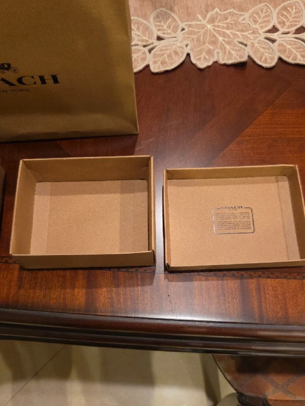 Coach Tan Gift Bag and Boxes Set